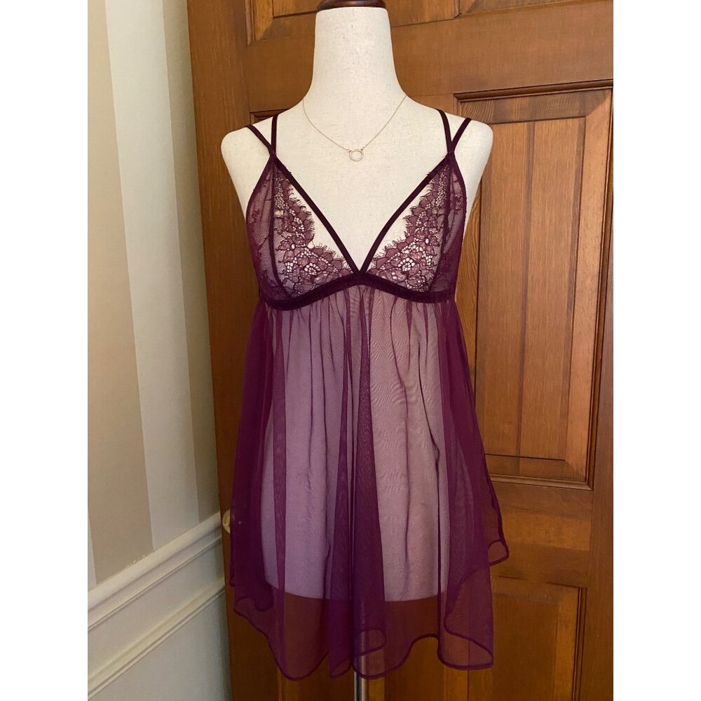 Victoria's Secret Eyelash‎ Lace & Chiffon Strappy Babydoll Women's S Nightgown